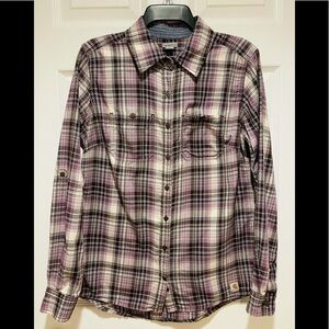 Carhart Purple Plaid Women’s Long Sleeve Button Down Casual Shirt Size Small